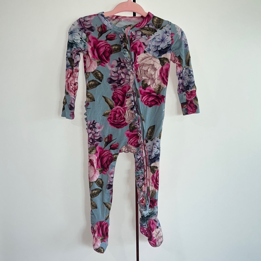 Posh Peanut Floral Ruffle Onesie